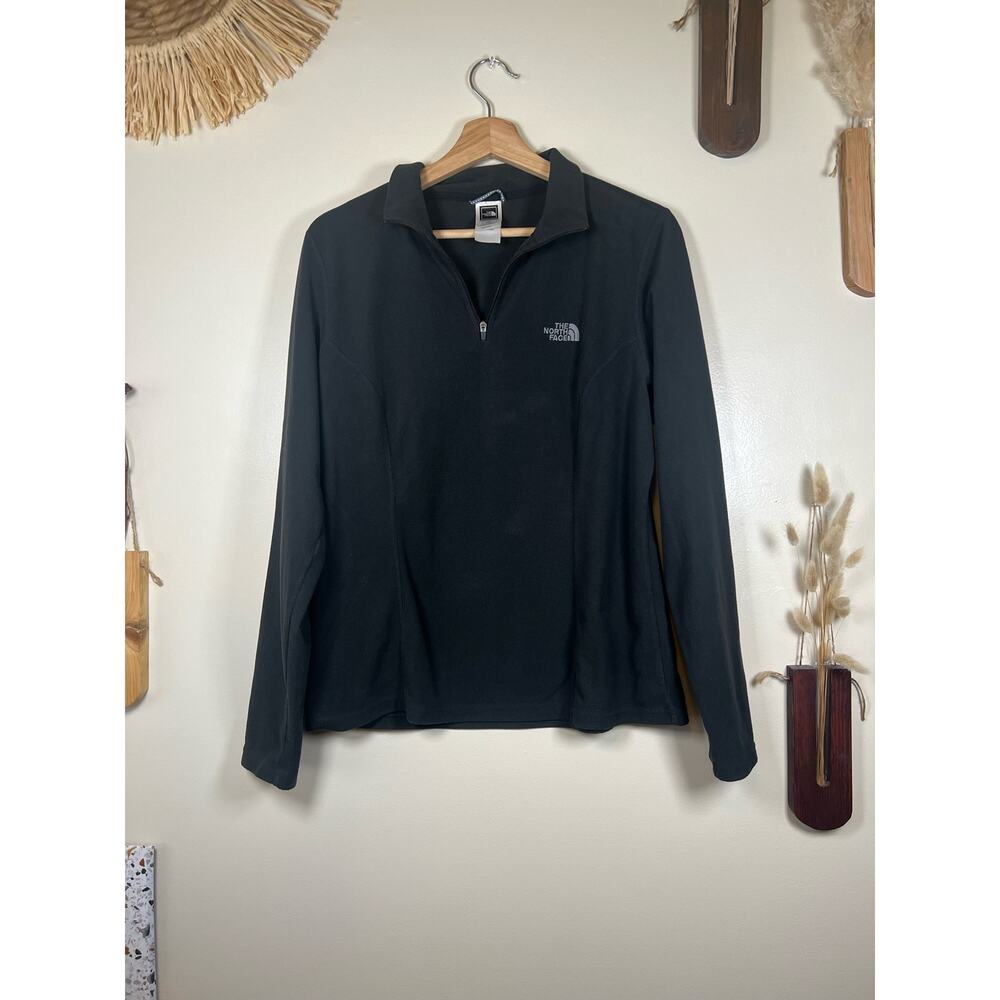 Women's Large North Face Black Fleece Quarter Zip Pullover TK100
